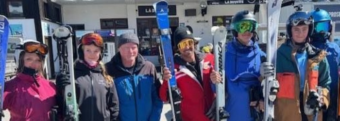 Exmouth Students stood with their ski gear.
